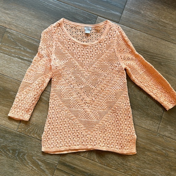 Chico’s open weave 100% cotton sweater size small - Picture 2 of 9